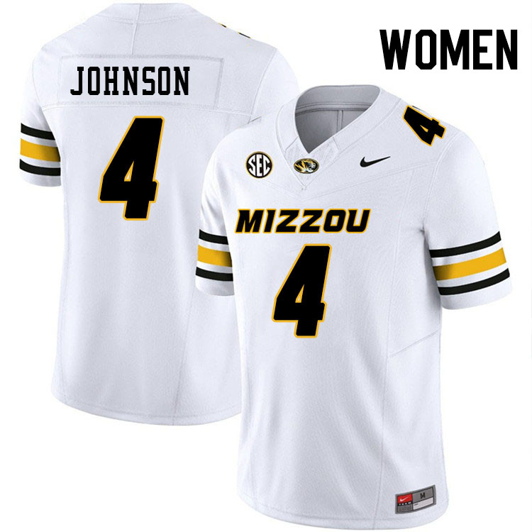 Women #4 Tre'Vez Johnson Missouri Tigers College Football Jerseys Stitched-White